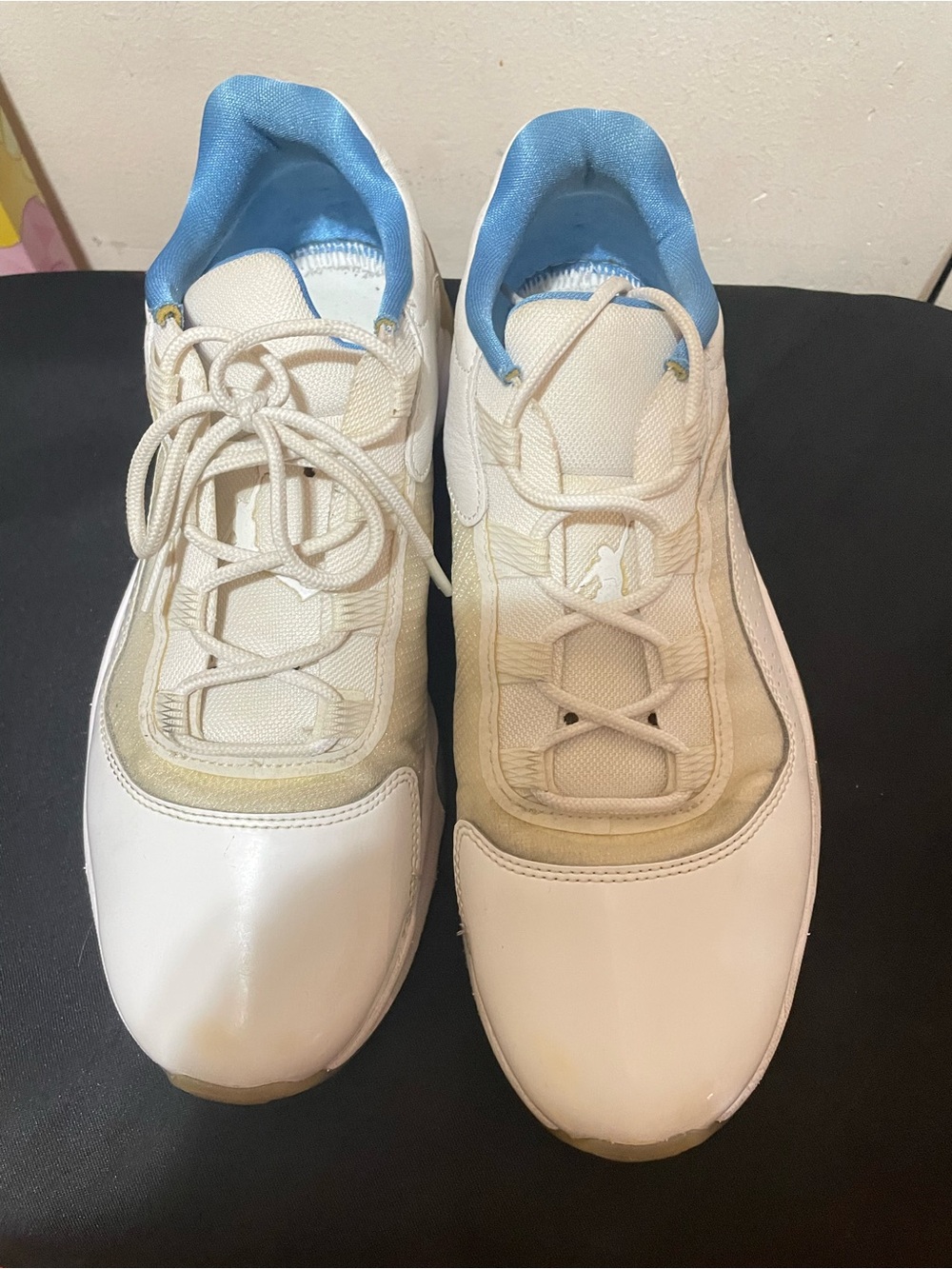 Jordan Men's White Sneakers with Light Blue Lining